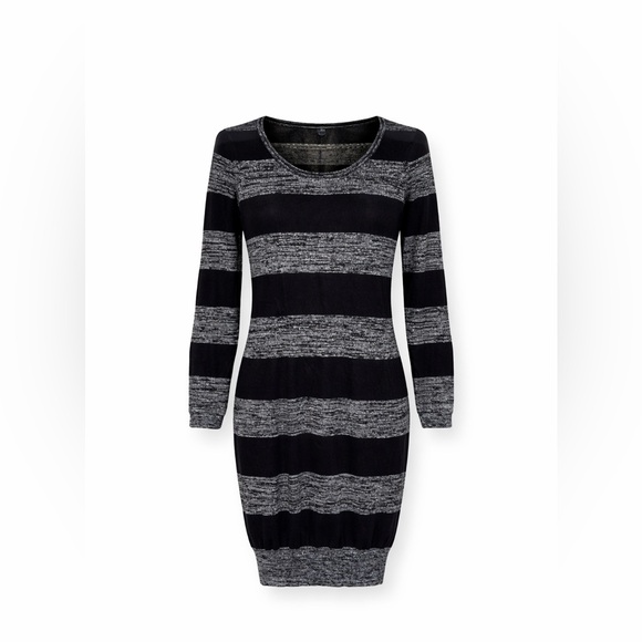 Torrid Rebel Wilson Black & Silver Striped Sweater Dress 1X NWT Cozy Midi Torrid Rebel Wilson Black & Silver Striped Sweater Dress 1X NWT Cozy Midi